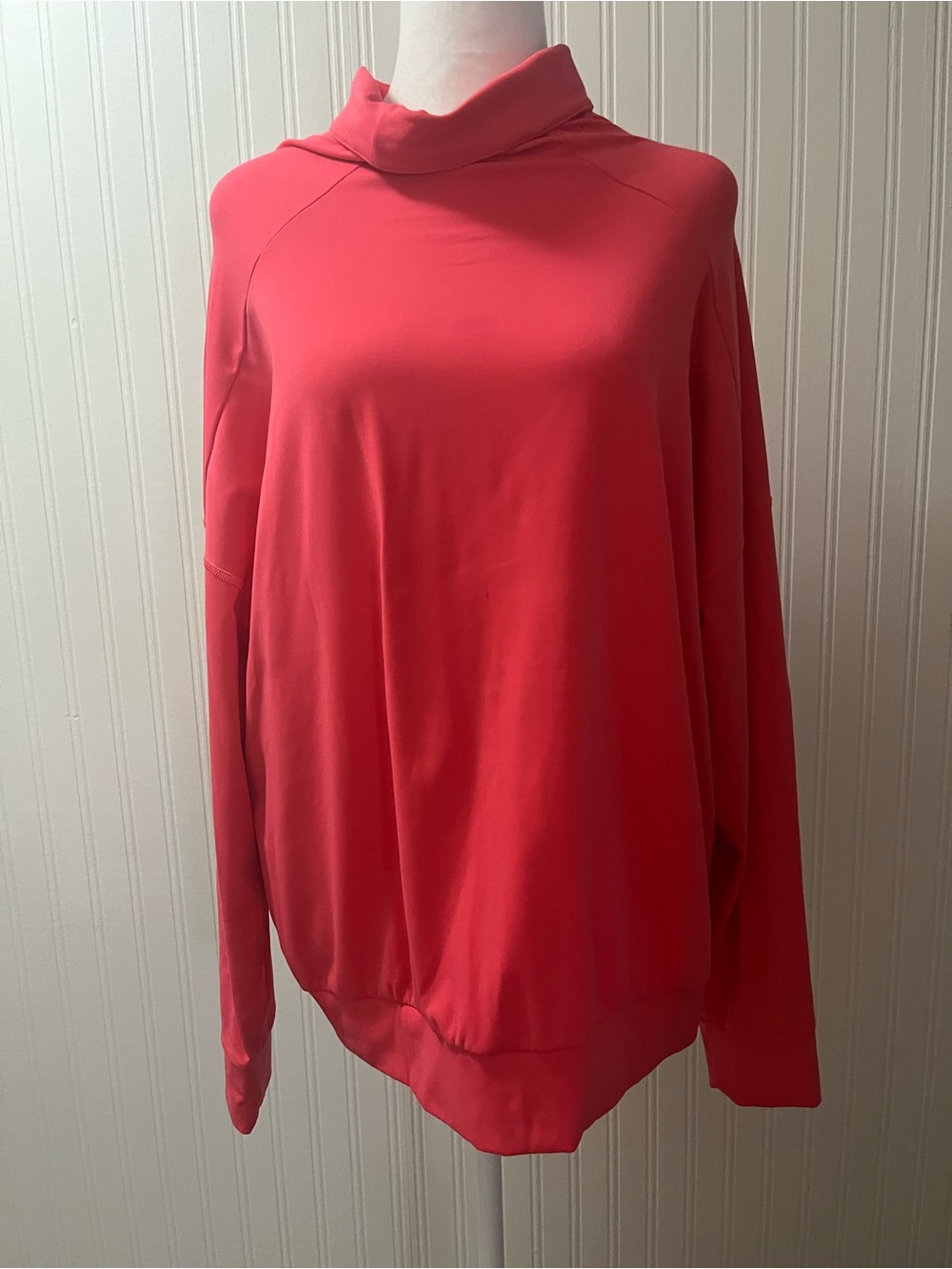Stio Coral Red Funnel Neck Pullover Sweatshirt